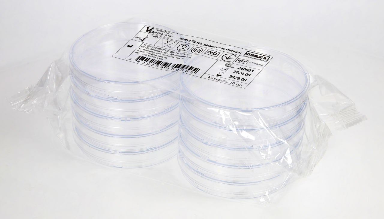 Чашка Петрі діаметром 90 мм по 10, стерильна